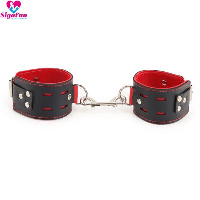 China Sexy Bondage Fun Leather Sex Hand Slaps Adult Erotic Toys BDSM Restraint SM Bondage Handcuffs for sale