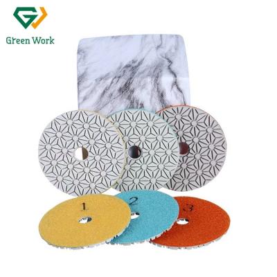 China 2022 New 100mm/4inch 3 Steps Diamond Polishing Pads For Ganite Stone Polishing And Engineered Stone for sale