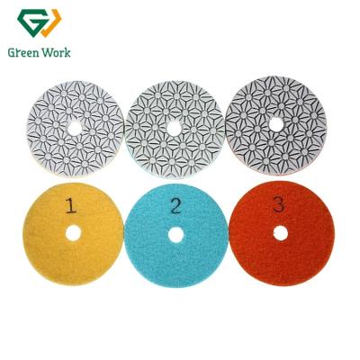 China 2021 New 100mm/4inch 3 Steps Diamond Polishing Pads For Ganite Marble Stone And Engineered Stone for sale