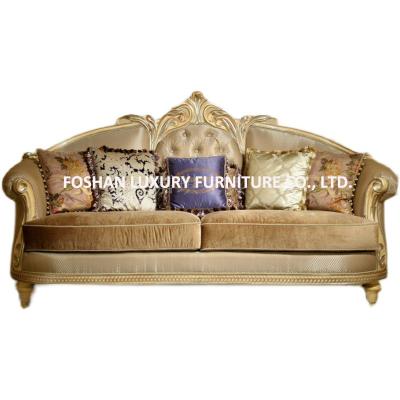 China New Pattern European Royal Classic Designs Wooden Carved Sofa Antique For Living Room Sofa Set Furniture for sale