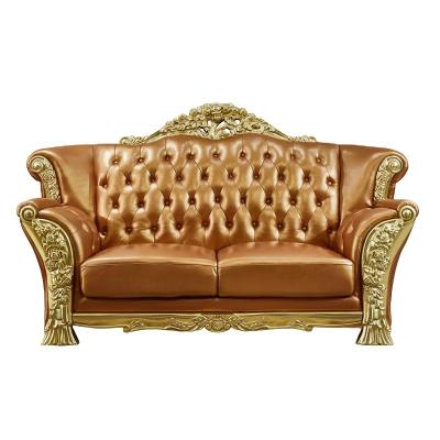 China Other European hot sale golden sofa sets luxury leather sofa set genuine furniture for sale