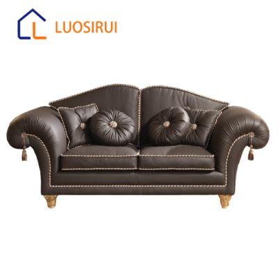 China High End Delivery Arranged Luxury Real Leather Sofa Set For Living Room Solid Wood Home Furniture for sale