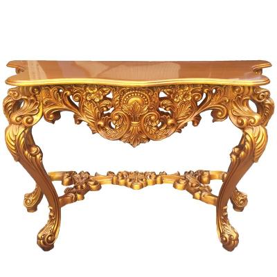 China EUROPEAN 2021 Luxury Golden Console Table With Carving Design for sale