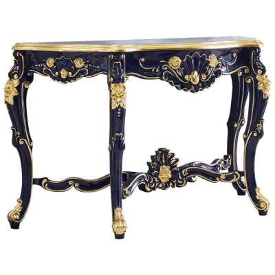 China European American style handcrafted carving solid wood carved console table for living room, wood rococo carved side table for sale