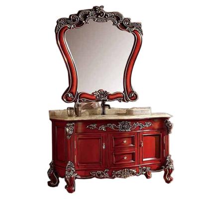 China European bathroom cabinet hot sale luxury classic bathroom cabinet cut out solid wood bathroom cabinet for sale