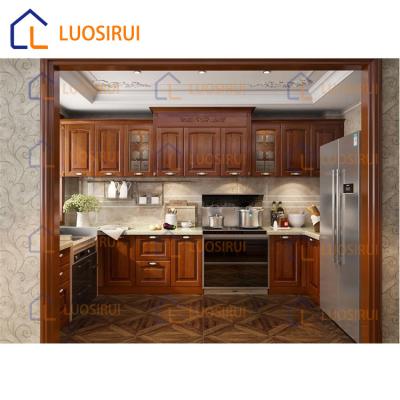 China Guaranteed Classic Solid Wood Antique Solid Wood Customized Kitchen Furniture for sale