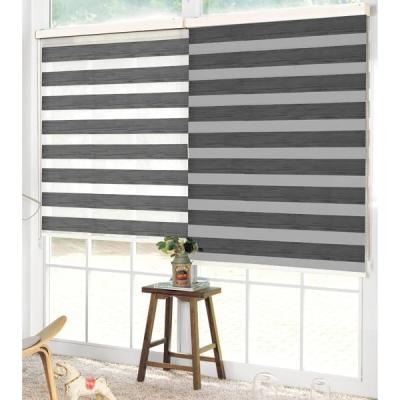 China Environmental Window Factory Customize Size Chinese Pure Elegance Motorized Horizontal Blackout Roller Zebra Blinds Day And Night for sale