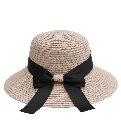 China Straw Hat Straw Summer Lady Bow Fisherman Hat Female Image Fashion Beach Travel Image Sun Shade Sun Protection Korean Wild Outdoor Sun Hat for sale