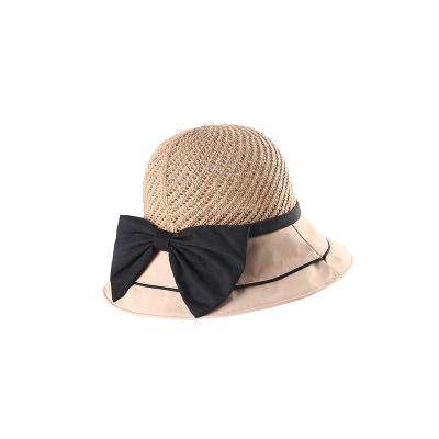 China Foldable Handwoven Basin Embroidered Flower Sun Hat Women's Summer Straw Hat Beach All-match Fisherman Hat Picture for sale