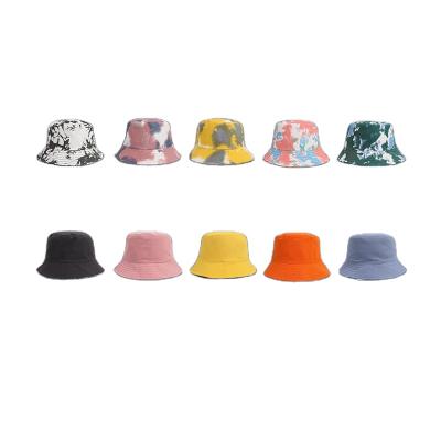 China 2020 Wholesale Plush Women Fashion Reversible Foldable Black Faded Tie Dye Bucket Hat for sale