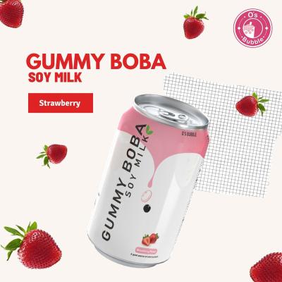 China Non Dairy Instant Strawberry Flavor 315ml Instant Soymilk Canned Bubble Tea Drink for sale