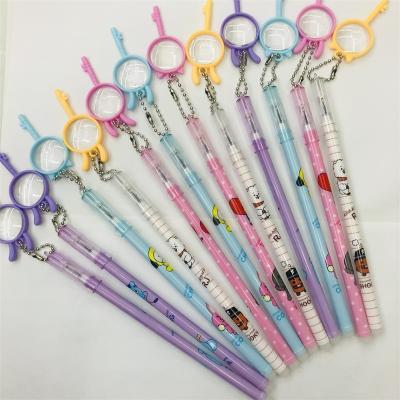 China office & Cute School Gel Pen High Value Magnifying Glass Pendant 0.5 Black Refill Pen Korean Erasable School Supplies. for sale