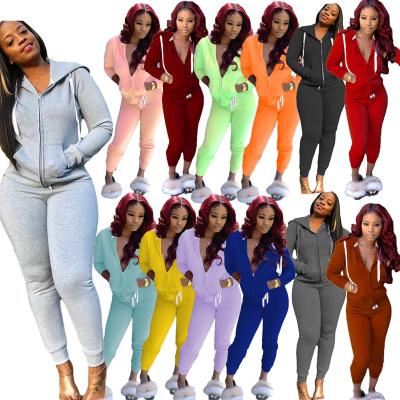 China 2022 Viable Sports Sweatsuit Ladies Zipper Jogging Hoodies Drops Women Workout Pants Two Piece Sets for sale