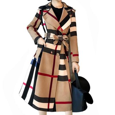 China Anti-wrinkle in Amazon stock Europe and American hot sale Autumn Fashion Long Elegant Women's high quality color matching coat new style for sale