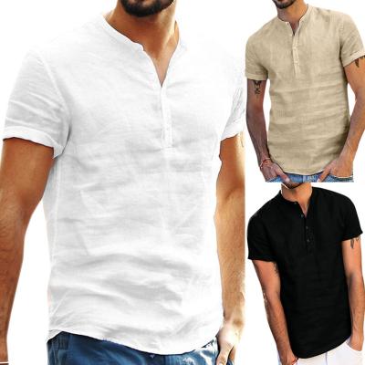 China Factory Source Short Collar Stand Collar Canvas Men's Shirt Men's Long Sleeve Cool And Breathable Shirt for sale