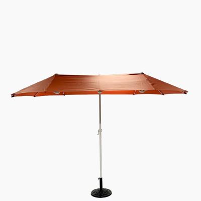 China Large Patio Modern Twin Umbrella Garden Double Sided Umbrella Parasol With Crank for sale