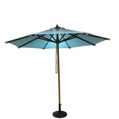 China Modern Balcony Parasol Wooden Bar&Restaurant Pulley Umbrella Parasol for sale