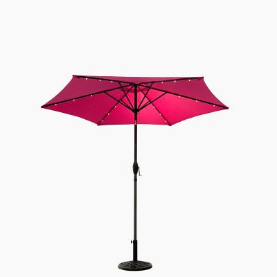 China Market Outdoor Umbrella Square Outdoor Furniture Garden Furniture Push-Tilt With LED Light Umbrella for sale