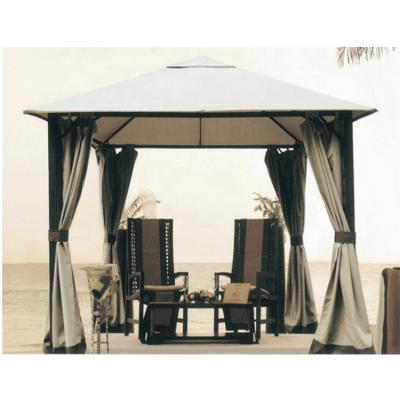 China 100% Waterproofing Outdoor Luxury Villa Garden Triangular Aluminum Canopies With Privacy Curtain Gazebos for sale