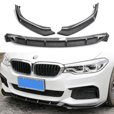 China Sport Approval 3 Pcs Front Bumper Spoiler Splitter Diffuser For BMW 5 Series G30 Prefacelift 2018-2020 Year Glossy Matte Black Carbon Front Lip for sale