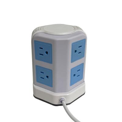 China Travel Tower Power Strip 8 Plug US Outlet Plug With 4 USB Charger Protector Multi-Outlet Smart Power Strip for sale