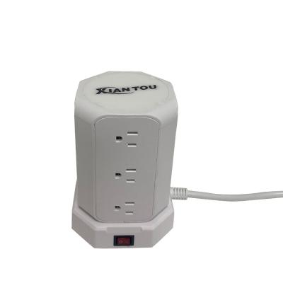 China Travel Tower Extension Cord with USB Power Strip 12-Outlet + USB Charging Station for Office and Home for sale