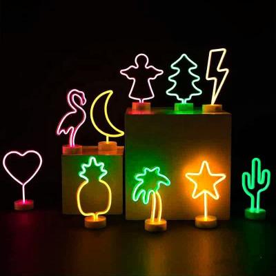 China Christmas Lights Flamingo LED Star Pentagon Creative Table Lamp Small Neon Decorative Light Night Light Modeling Lamp Color Lights for sale