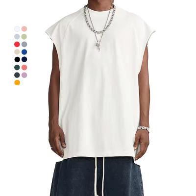 China Quick Dry Custom streetwear custom logo undershirt gym workout sleeveless t-shrit vest mens 100% cotton loose white tank top for sale