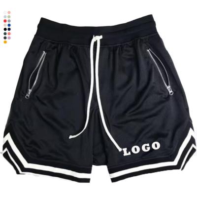 China Quick Dry Custom Unisex 100% Polyester Mesh Breathable Green Basketball Shorts Zipper pocket shorts Running Walking Shorts for sale