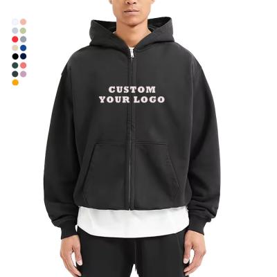 China Other Custom Heavy weight plain hoodie double zipper hoodie 430 gsm fleece boxy fit black oversized zip up hoodie for sale