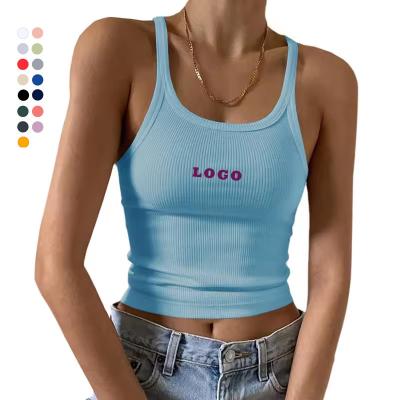 China Quick Dry Custom Wholesale Ladies Tank Tops Workout Wear Gym Fitness Rib Yoga Vest Cotton Women Tank Top Vest for sale