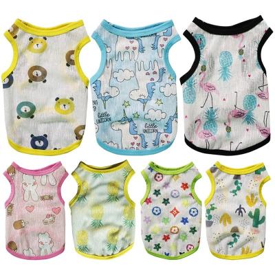 China Wholesale 2023 Summer Cooling Pet Cartoon Luxury Print Air Out Clothes Cool Dog Vest Clothes For Dogs for sale