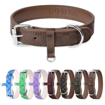 China Manufacturer Durable Cheap Viable Leather Tan Charm Eco Friendly Large Premium Dog Collar For Collars for sale