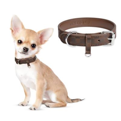 China Yikeyo Wholesale Custom Soft Colors Strong Durable Luxury Tan Leather Pet Belt Buckle Large Charm Dog Collar For Dogs Collar for sale