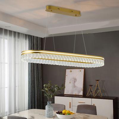 China Crystal Modern Bedroom Living Room Remote Control / App Control High Quality Aluminum Gold Hanging Led Pendant Light for sale