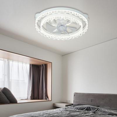 China Modern European Style Crystal Living Room Chandelier Ceiling Fans Remote Control / App Control Aluminum Light for sale