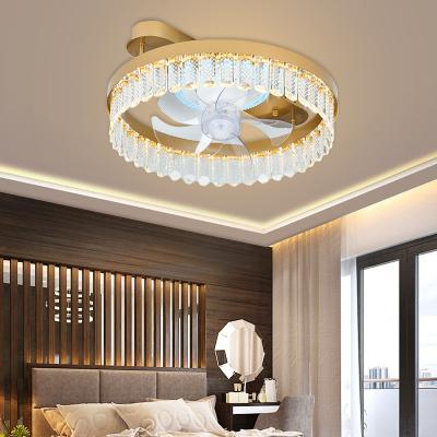 China Hot Selling Aluminum Fans Crystal Living Room Chandelier Ceiling Luxury Decoration App Control Remote Control / App Light for sale