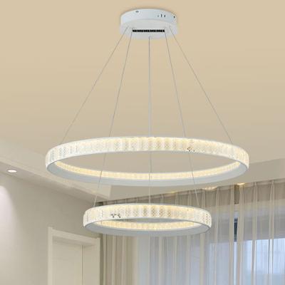 China Crystal Modern Indoorr Decoration White High Quality Remote Control/App Control Hanging Led Chandelier Pendant Light for sale