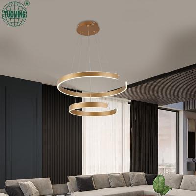 China Restaurant Home Decorative Aluminum Acrylic Remote Control / App Control Black Gold Hanging Led Pendant Light for sale