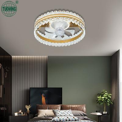 China Crystal Living Room Chandelier Ceiling Modern Popular Home Decor Aluminum Remote Control / App Control Fans for sale