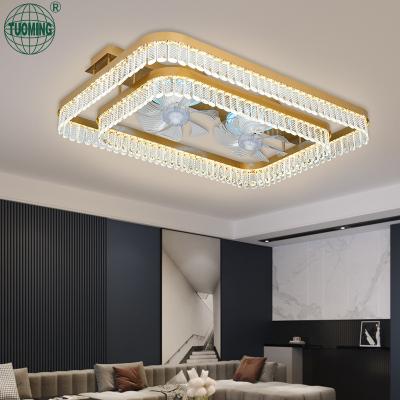 China Modern European Decoration Crystal Ceiling Aluminum Remote Control / App Control Living Room Style Fans for sale