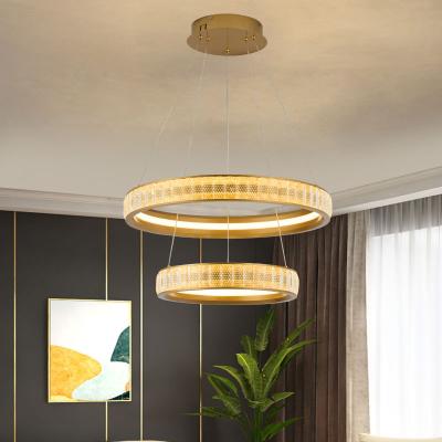 China Hot Sale Crystal Indoor Luxury Decoration Hanging Crystal Aluminum Round Led Chandelier Remote Control/App Control Pendant Light for sale