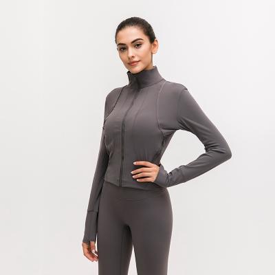 China Breathable autumn/winter new style stand up collar fitness woman zipper sports yoga top jacket for sale