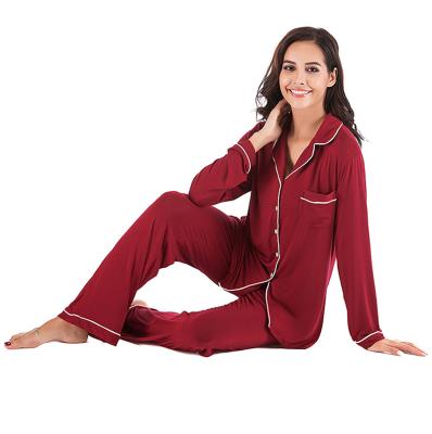 China Pajamas Homewear Femm Set Of Amazon Spring Sleepwear Autumn Long Sleeves Buttons Breathable 2 Piece Squishy Women for sale