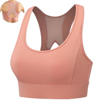 China Instock Breathable High-impact Yoga Sports Bra Net Sports Bra Hollow Back Breathable Shockproof Bra for sale