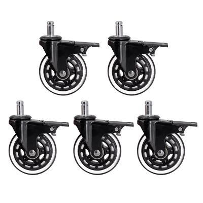 China 75mm / 3inch Modern Brake With 608ZZ ABEC-7 Double Ball Bearings PU Wheel Model Furniture Caster for sale