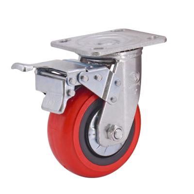 China 5 Inch PIVOT Heavy Duty Korean Type PU Caster Wheel With Brake for sale