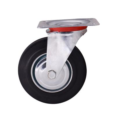 China 125mm flexible and durable 5 inch hot sale industrial rubber caster wheel with brake for sale