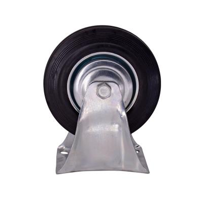 China 6 Inch Rigid Casters Black Rubber Wheel For Industry for sale