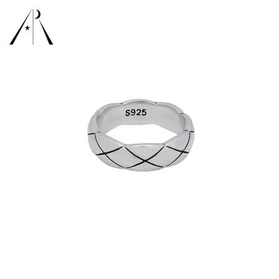 China Geometric Ring Cross Lace Casual/Sporty Lattice 925 Sterling Silver Low MOQ Ring Wholesale Charm Small Ring for sale